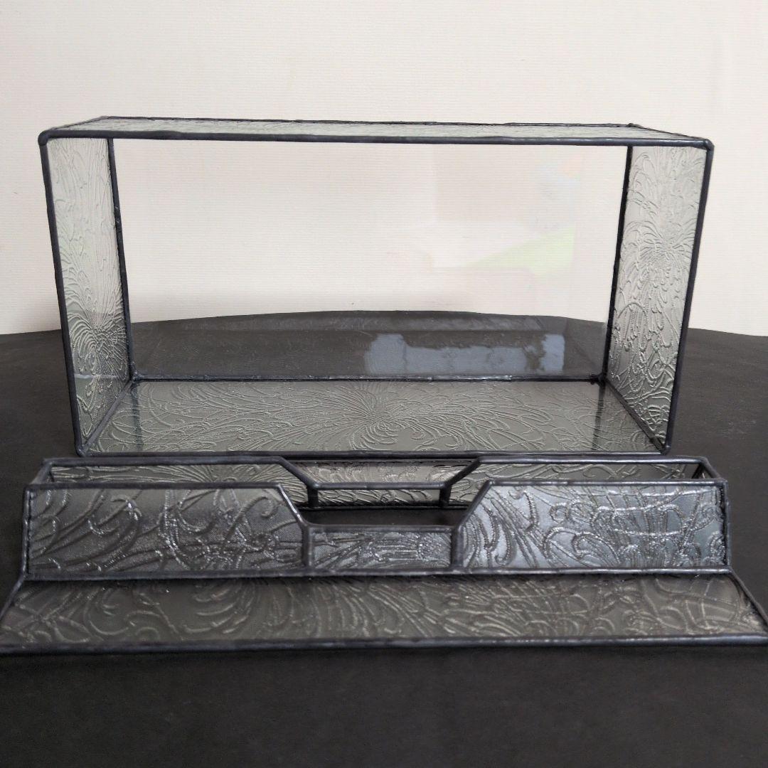 菊模様　レア　希少　ペーパータオルケース　ティッシュケース　昭和型板ガラス　昭和