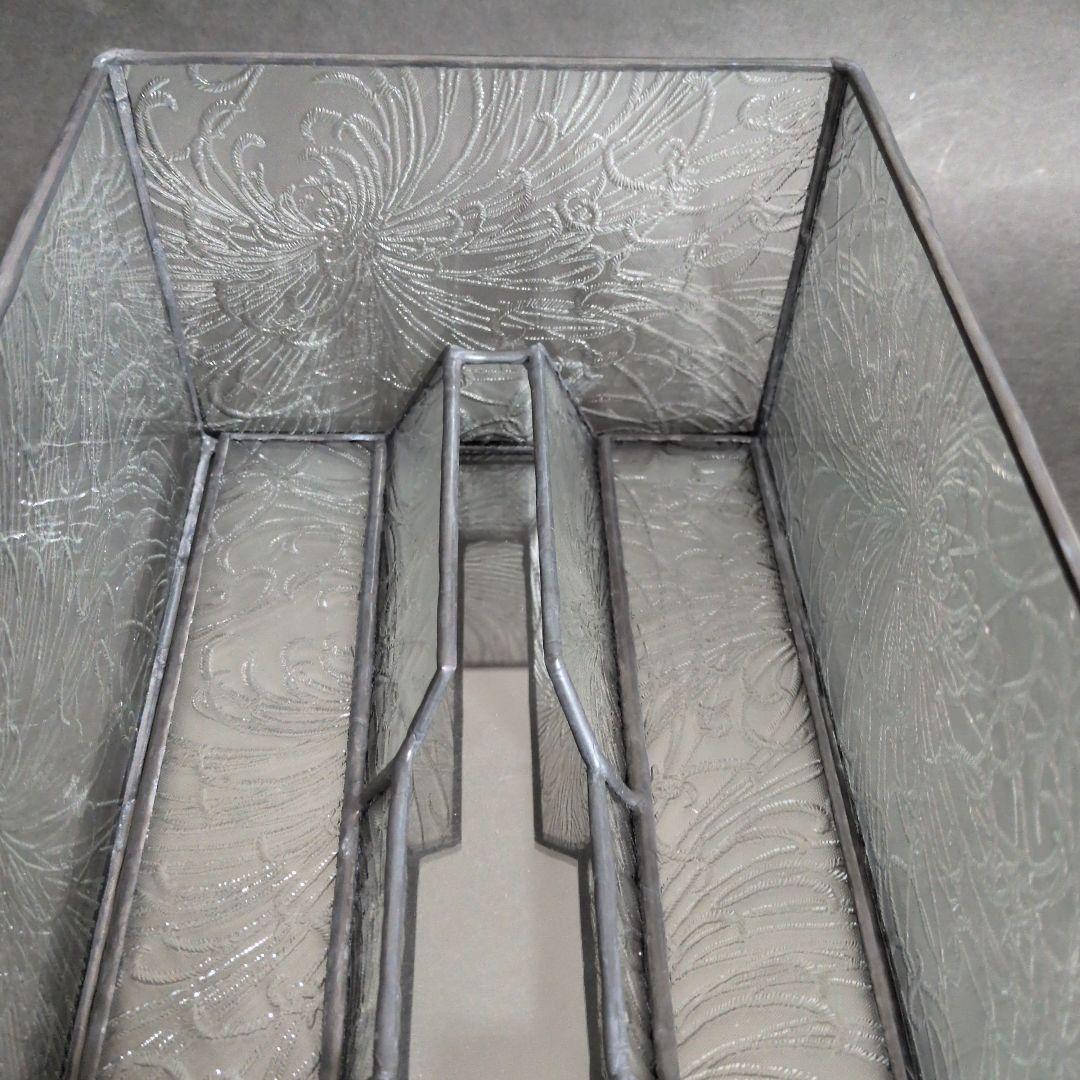 菊模様　レア　希少　ペーパータオルケース　ティッシュケース　昭和型板ガラス　昭和