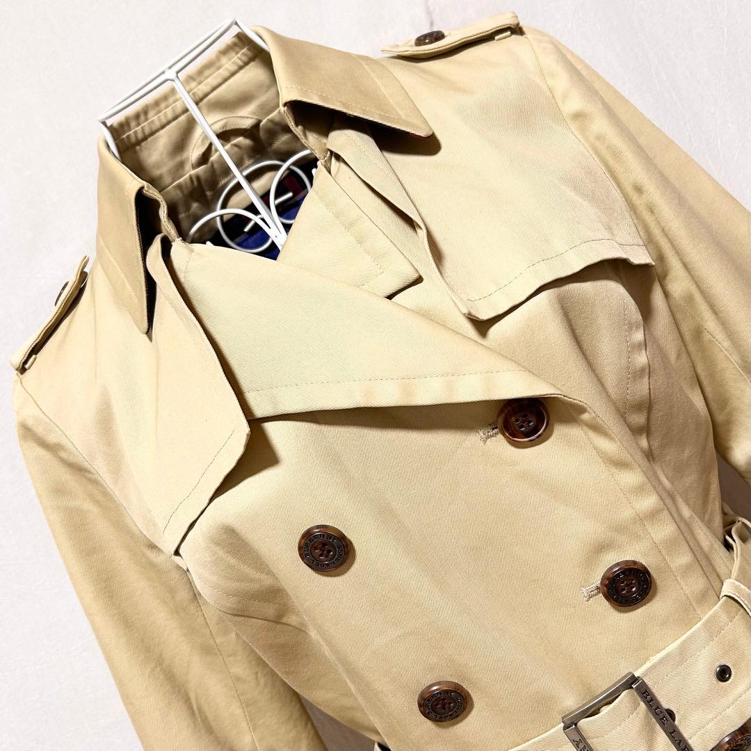 美品 バーバリーブルーレーベル ダブルブレスト トレンチコート スプリングコート