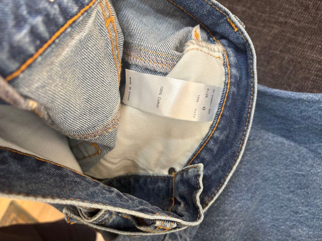 【新品】moussyCROSSWAIST ワイド ストレートデニム0ダークブルー