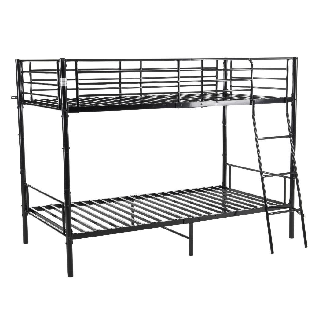 ロフトベッド シングルベッド パイプ 耐震 頑丈フレーム 大人ベッド【ブラック】
