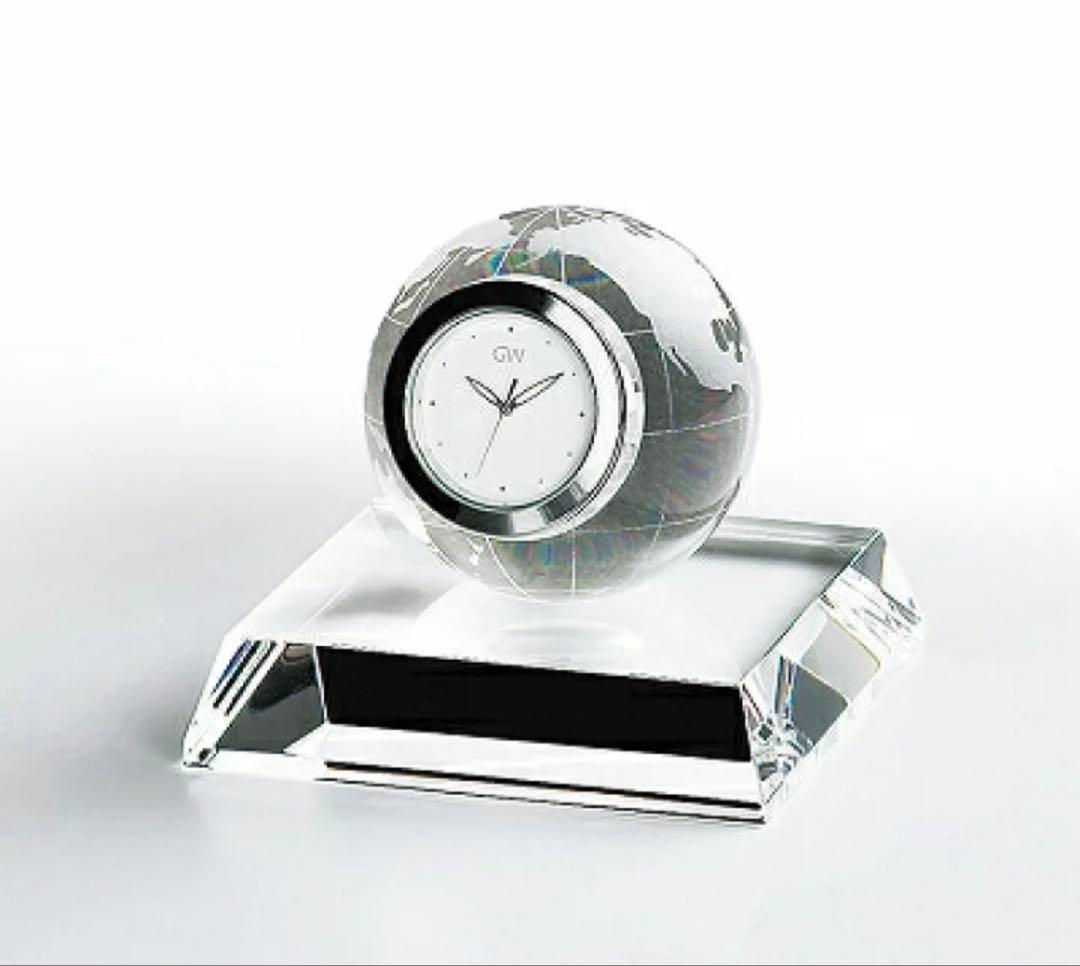 【未使用】NARUMI グラスワークス アース クロック 置き時計