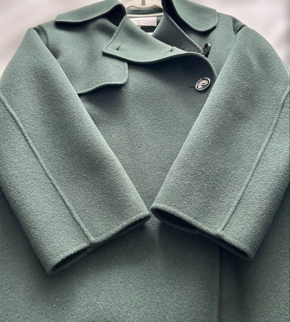 美品♡【ルシェルブルー】ダークグリーン ダブルフェイス ロングトレンチコート36