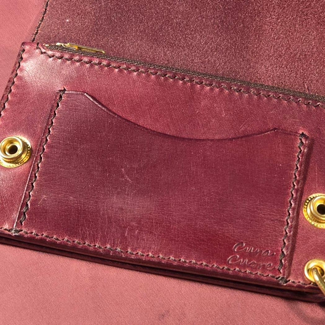 266 ミドル トラッカーウォレット イタリアンレザーTEXAS【ワインレッド