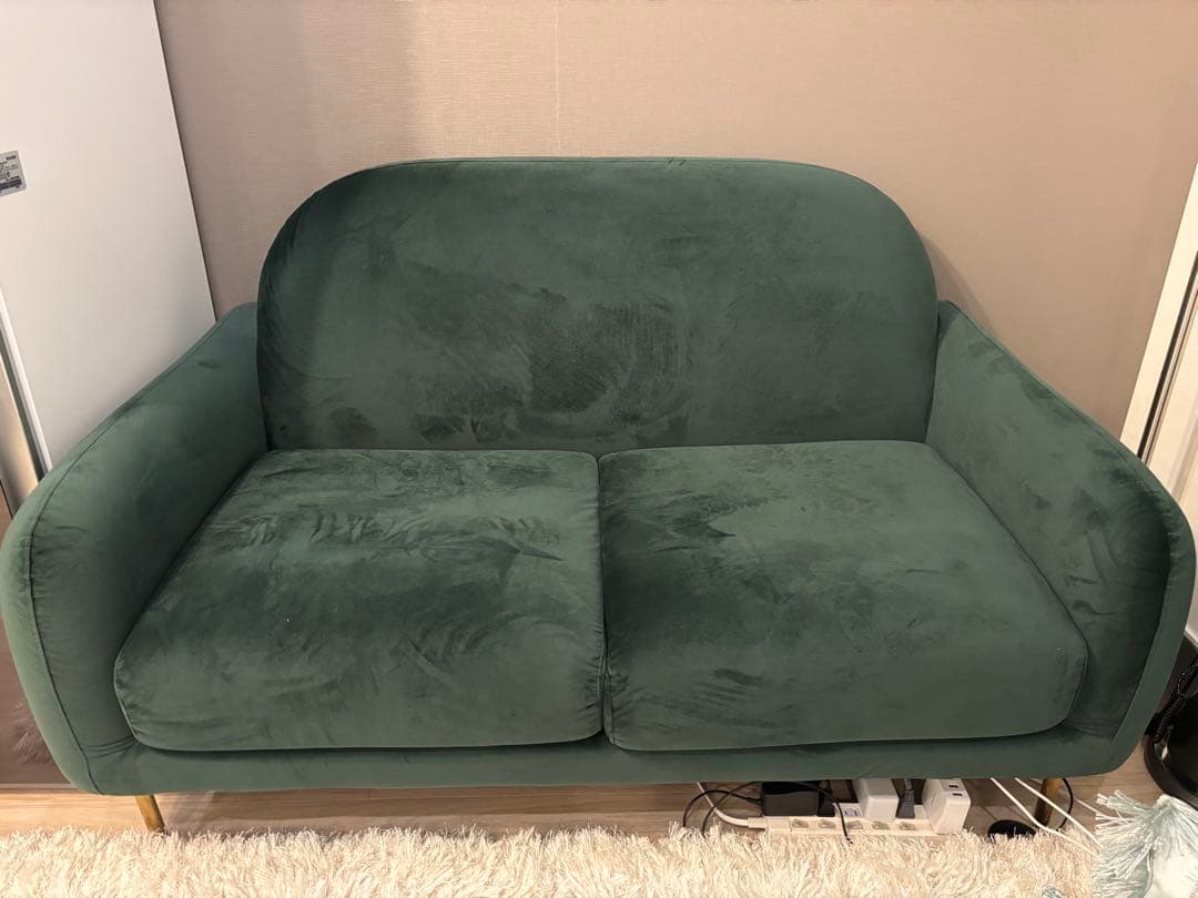 ダークグリーン 2人掛けソファ モダンデザイン