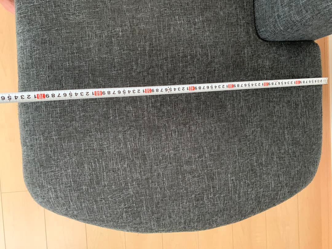 ダークグレー 布製カーブ型ソファ 2人用