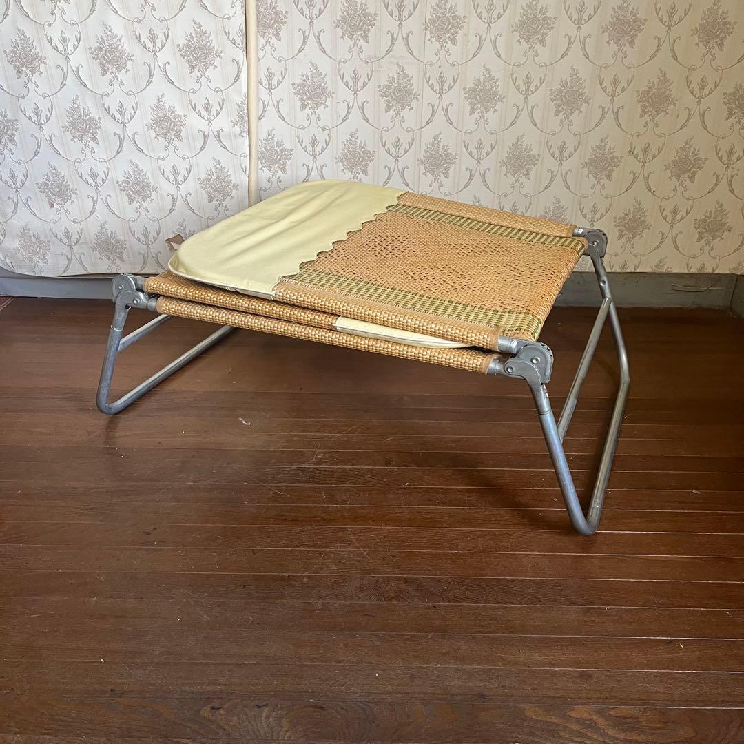 【アンティーク】昭和レトロ 籐 ラタンビーチチェア サマーベッド リクライニング