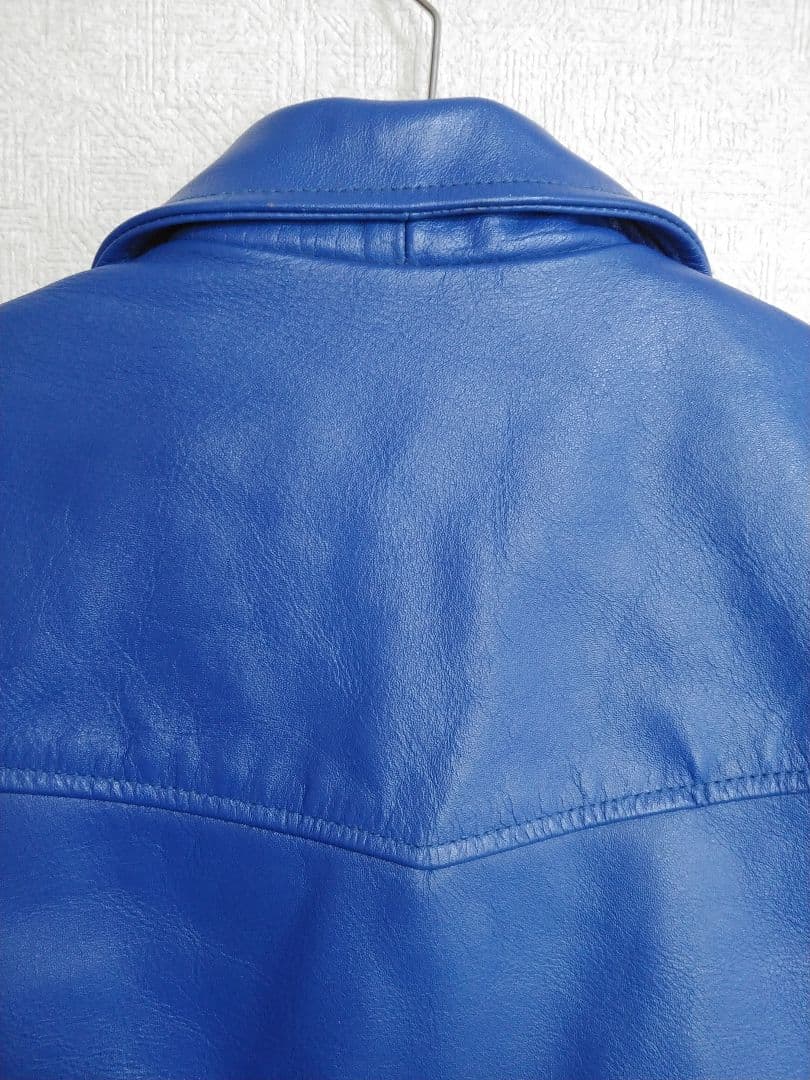 HORN WORKS レザー ダブルライダースジャケット S 青