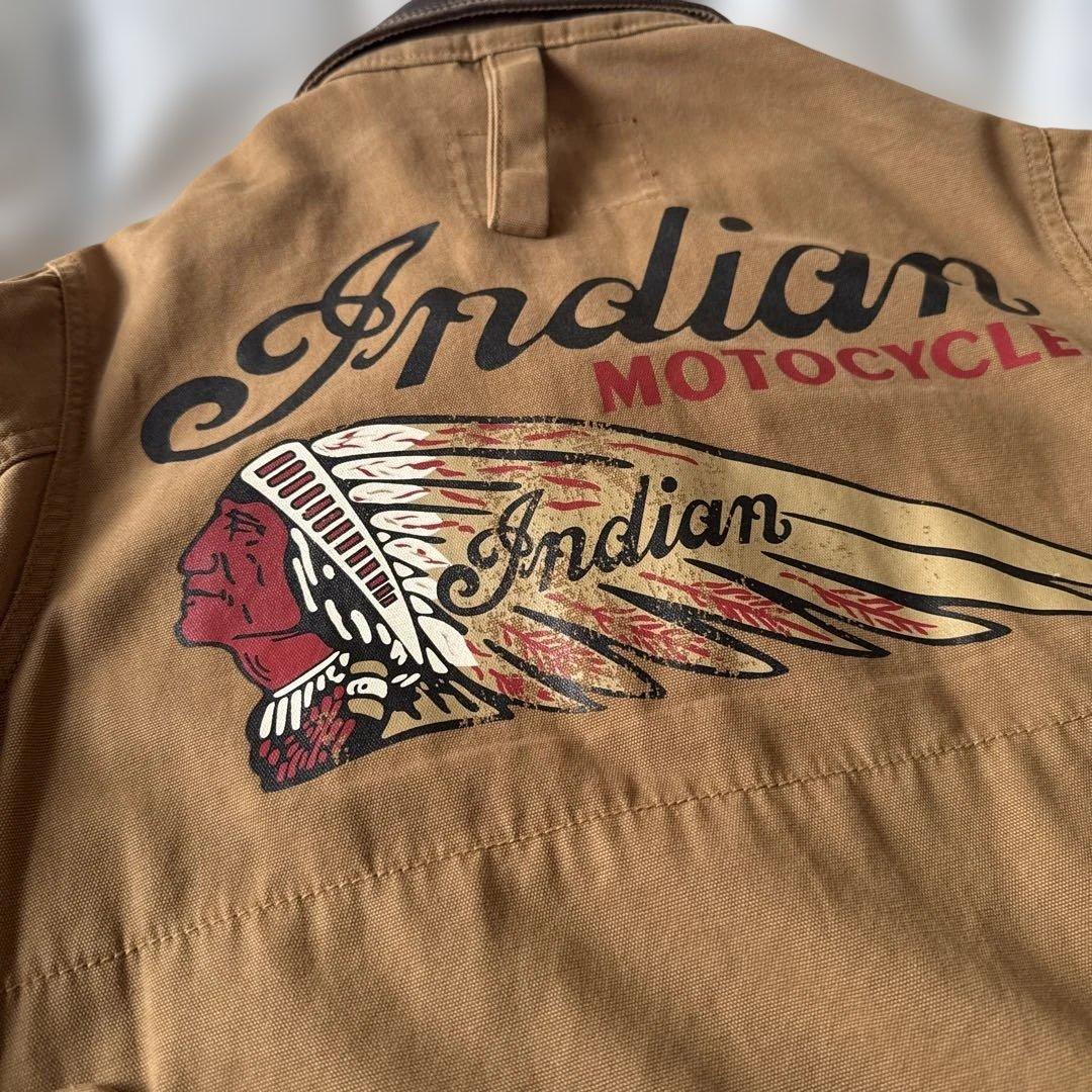 希少 Indian Motocycle ジャケット M レザー襟 刺繍