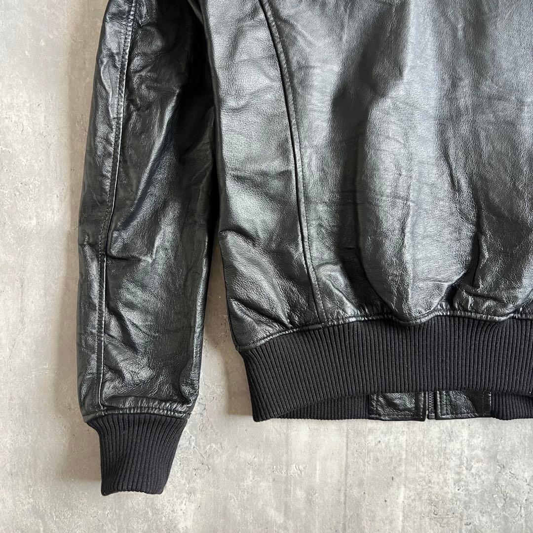 ヒステリックグラマー　スタンドカラー　レザージャケット　オールブラック　Sサイズ