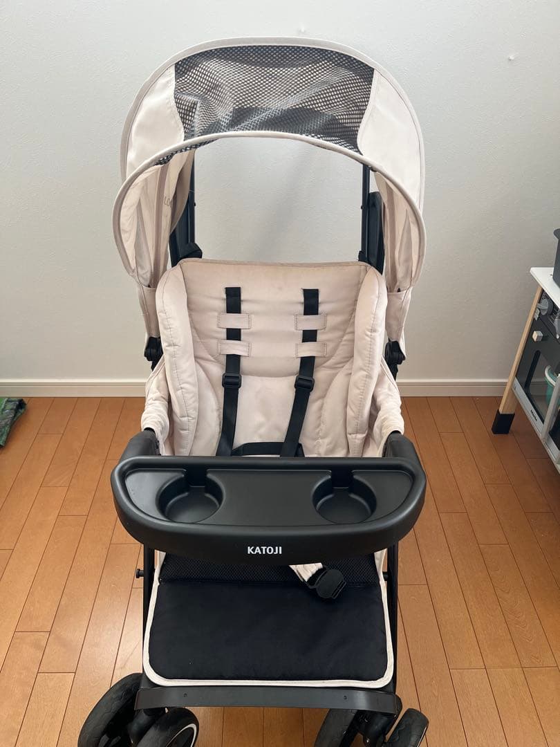 KATOJI ベビーカー 折りたたみ式 ベージュ・黒