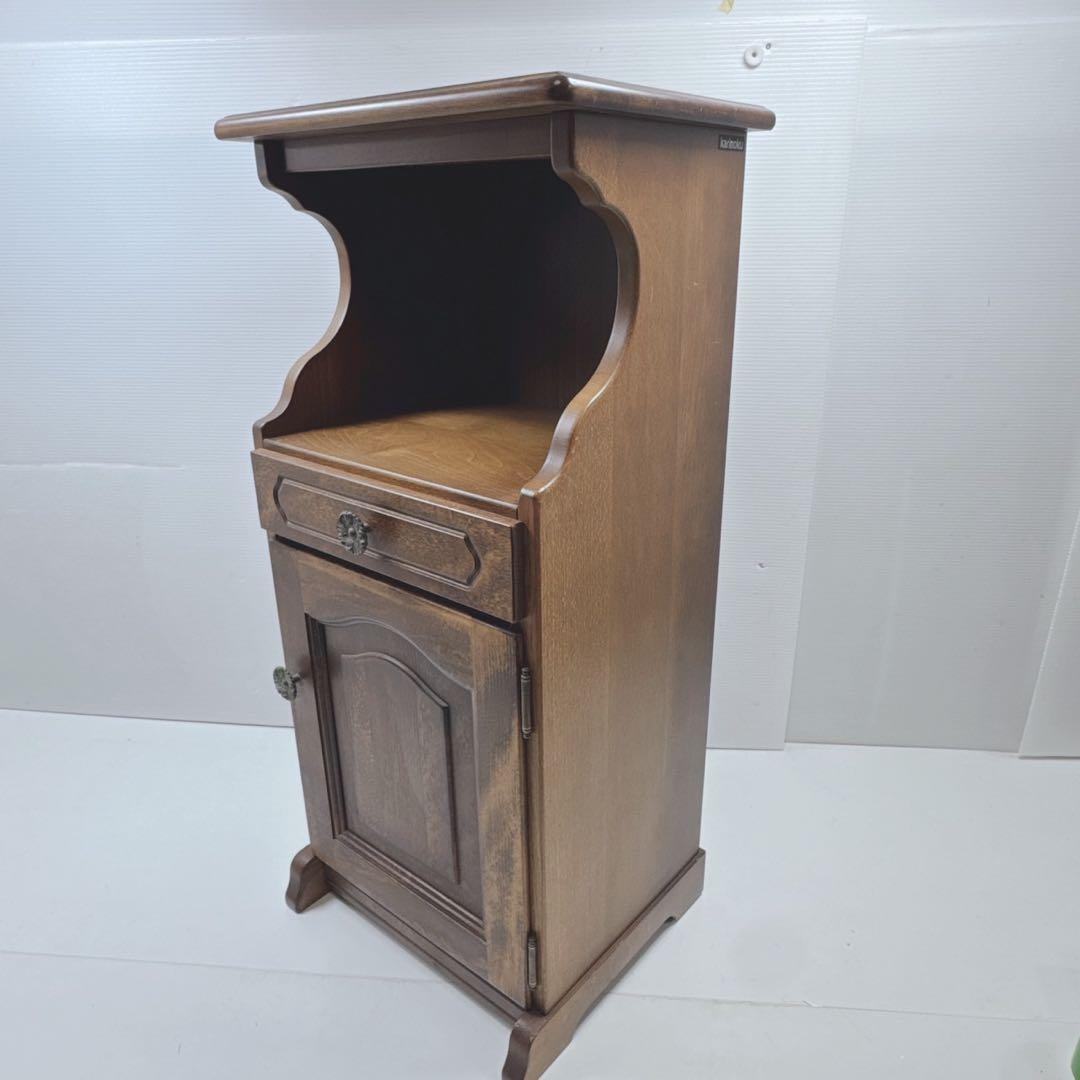 k1865 昭和レトロ カリモク コロニアル 木製コールキャビネット 電話台