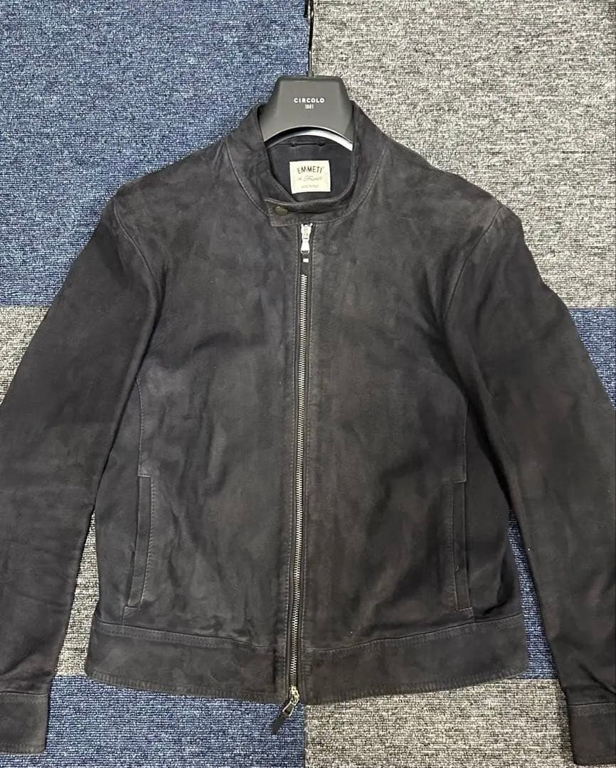 特価EMMETI/エンメティ　ゴートスエードシングルライダース46（M）ブラック