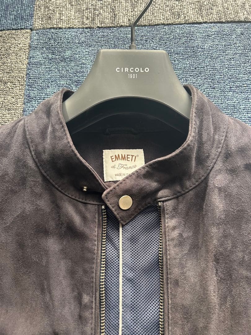 特価EMMETI/エンメティ　ゴートスエードシングルライダース46（M）ブラック