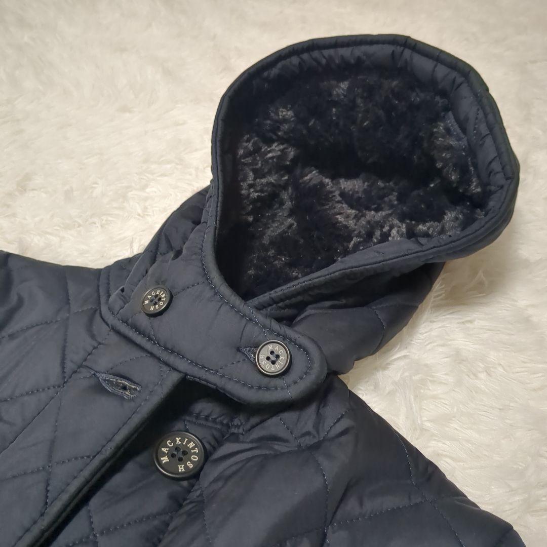 マッキントッシュ　キルティング　コート　ボア　ネイビー　濃紺　フード　36