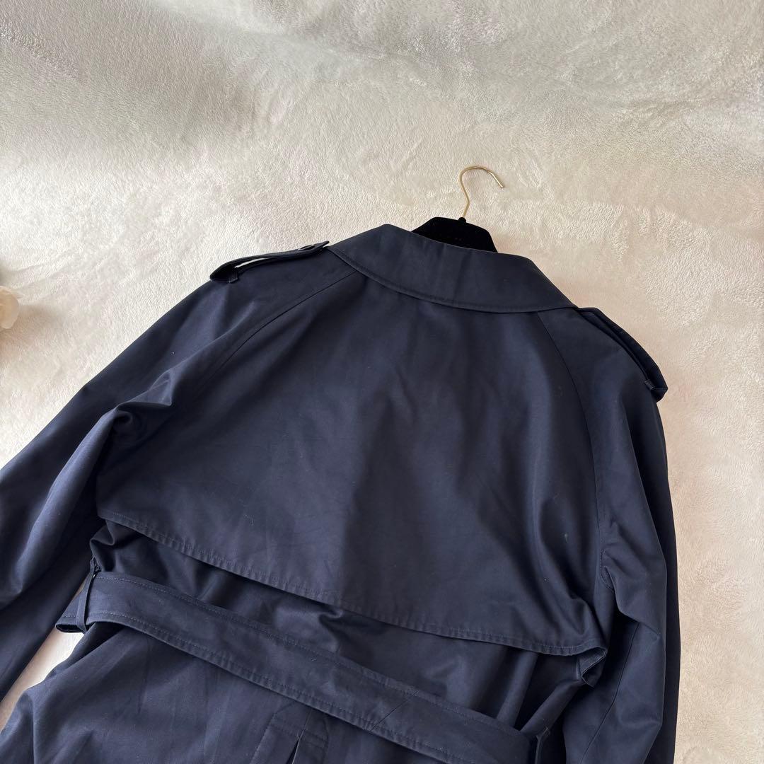 【美品】バーバリーロンドン　トレンチコート　ノバチェック　ネイビー　L相当