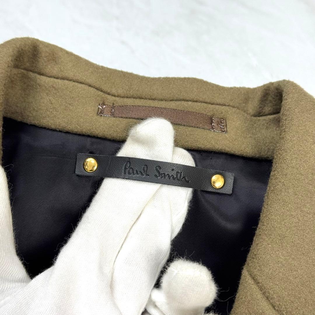 極美品 ポールスミス チェスターコート ウール マルチカラー カーキ ロング