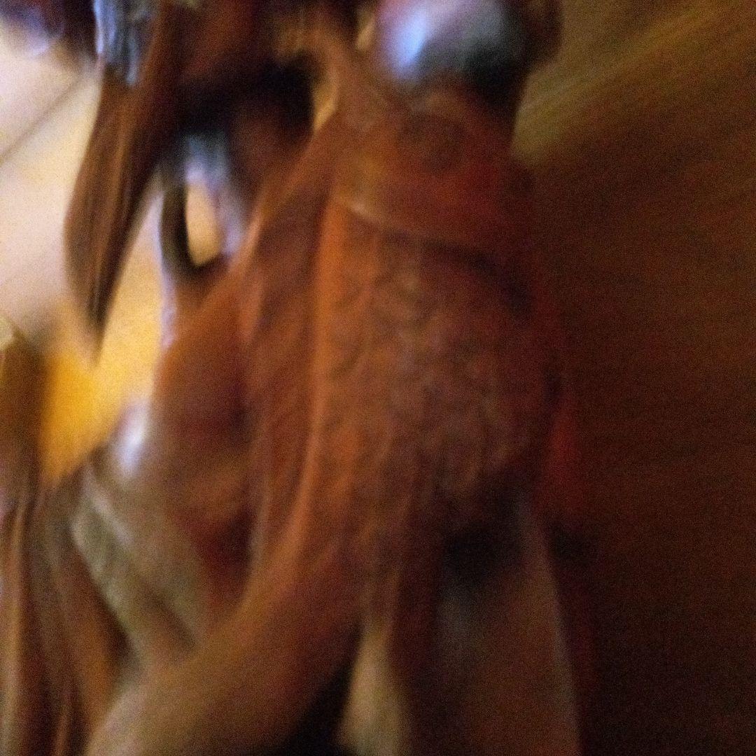 アンティーク木製老人像 大きな帽子と杖付き