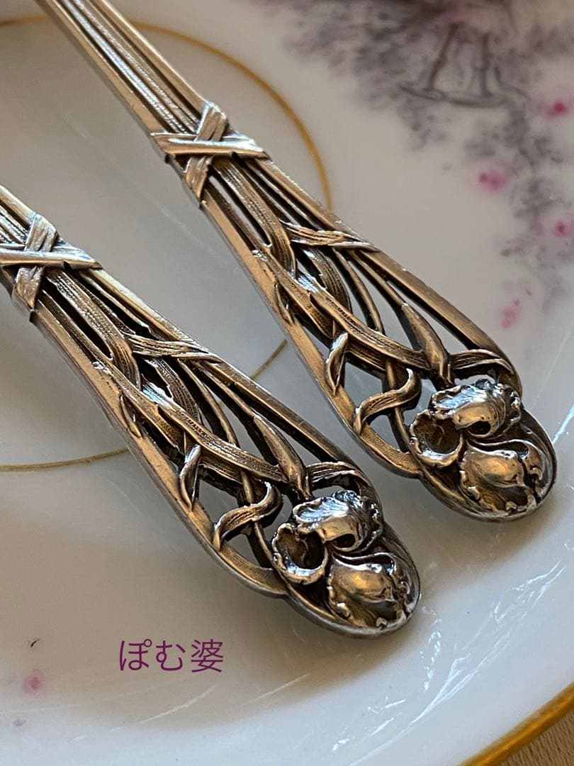 【フランス／Henin & Cie】純銀／コーヒースプーン １本 「アイリス」