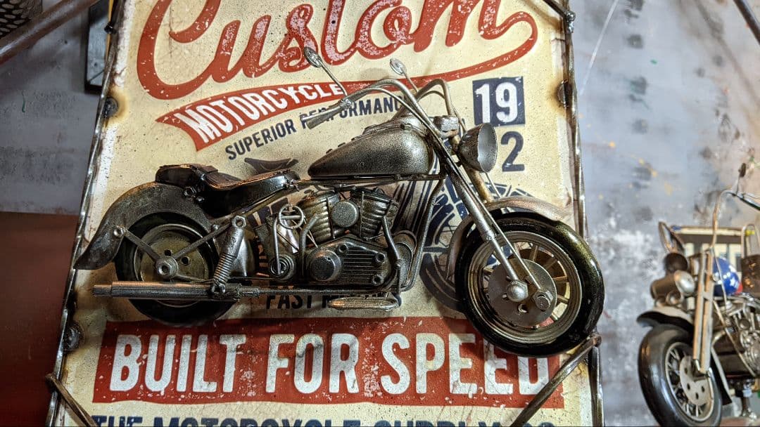 アメリカンバイク サインボード 立体的 3D 壁掛け看板 ② ガレージ雑貨