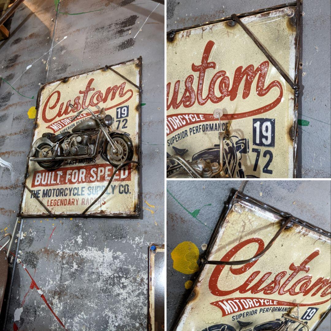 アメリカンバイク サインボード 立体的 3D 壁掛け看板 ② ガレージ雑貨