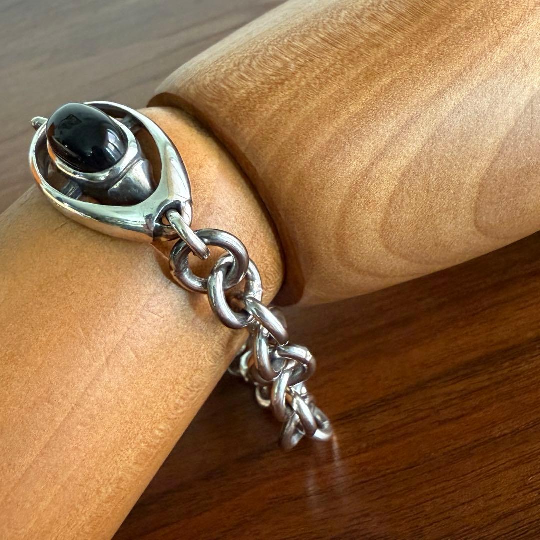 シルバー925無垢ビンテージデットストック　オニキスenigmaブレスレット本物