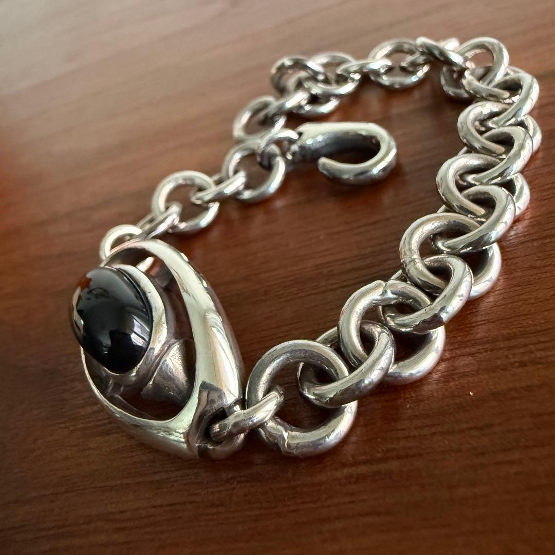 シルバー925無垢ビンテージデットストック　オニキスenigmaブレスレット本物