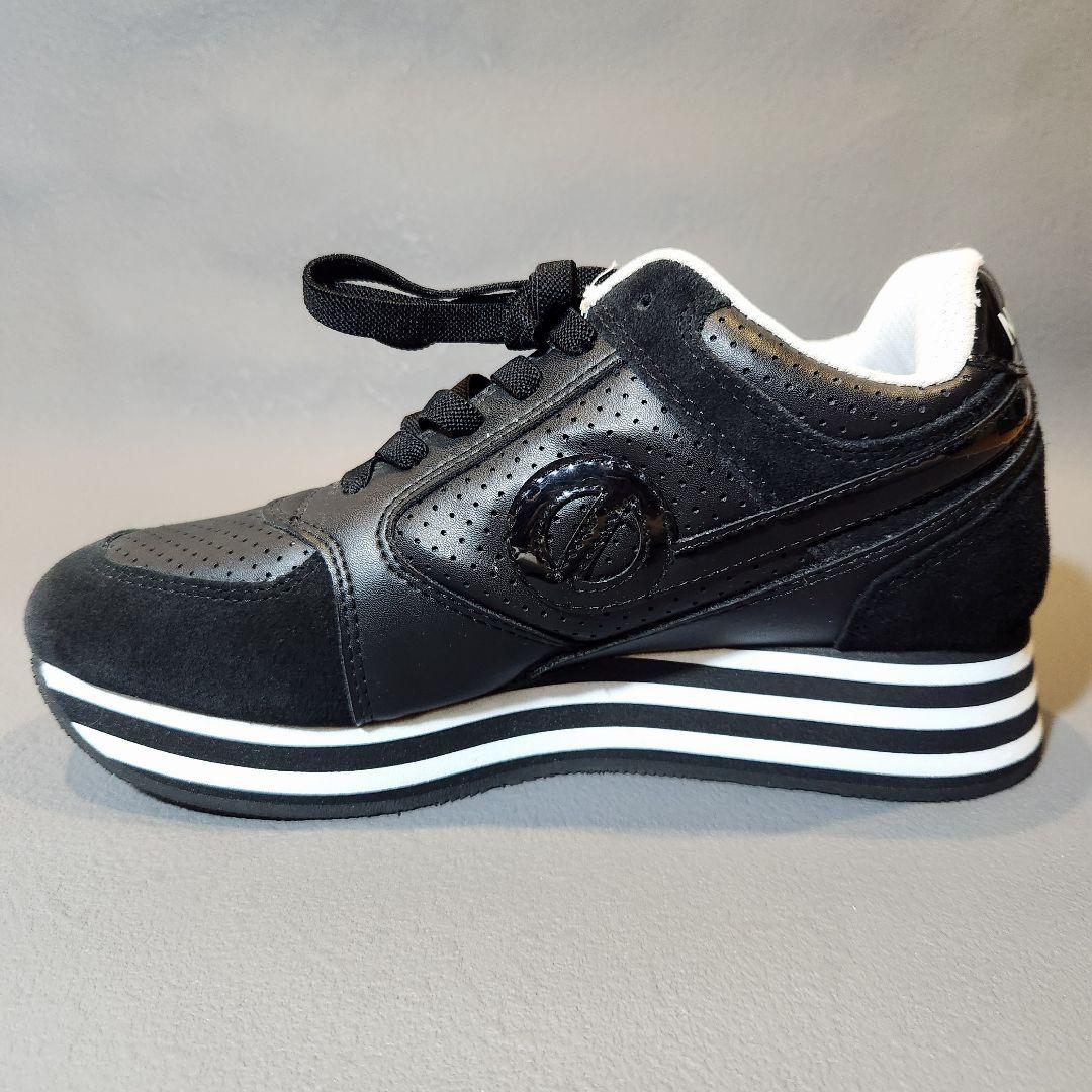 美品✨ノーネーム レザースニーカー 36(23cm) ブラック 黒 厚底