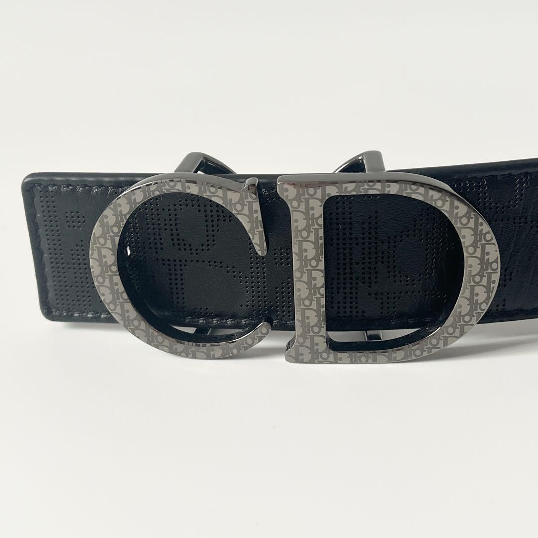 ディオール　ベルト　オブリーク　ギャラクシー　CDロゴ　レザー　黒　85/34
