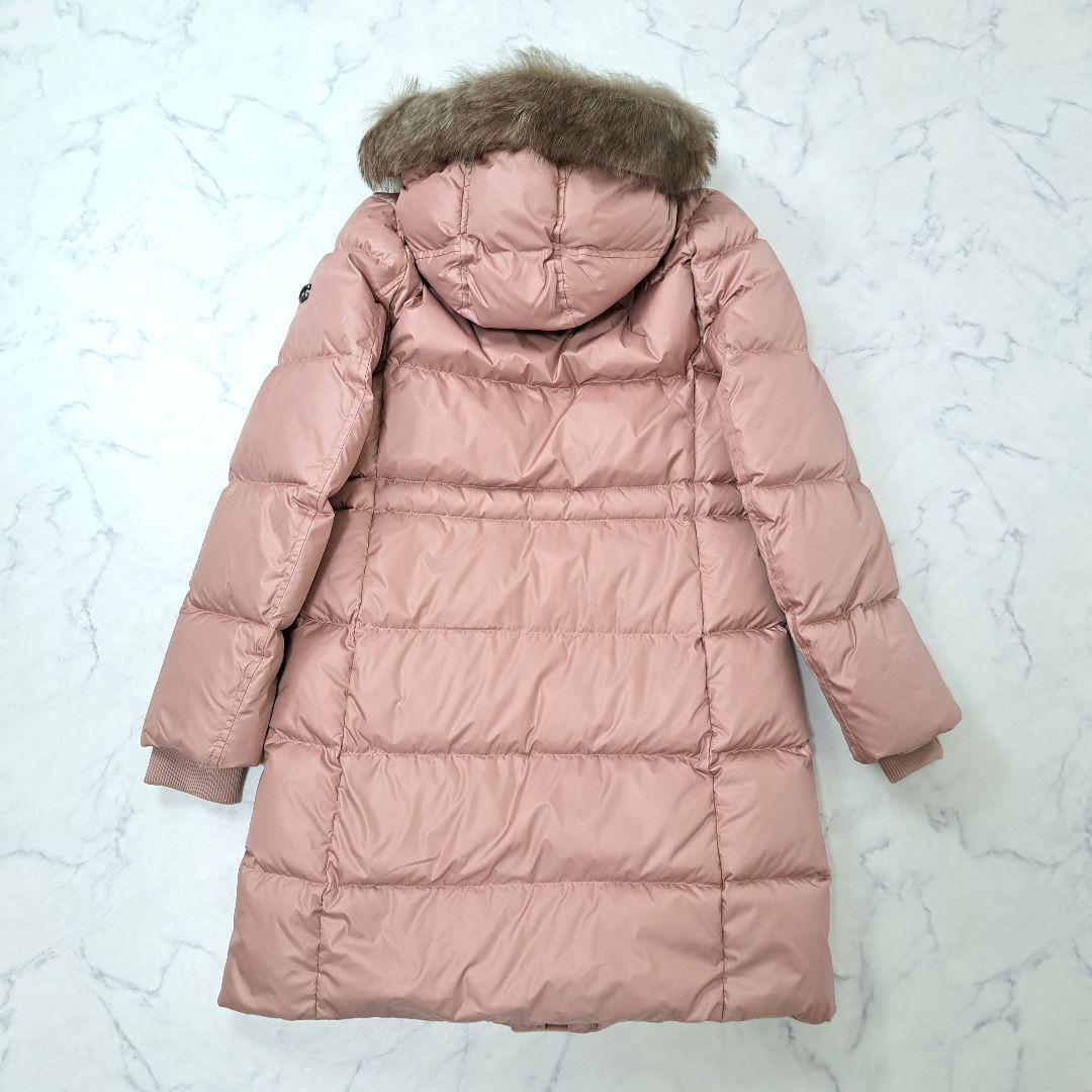 未使用 タグ付 COACH コーチ ダウンコート ロゴ ロング ファー ピンク