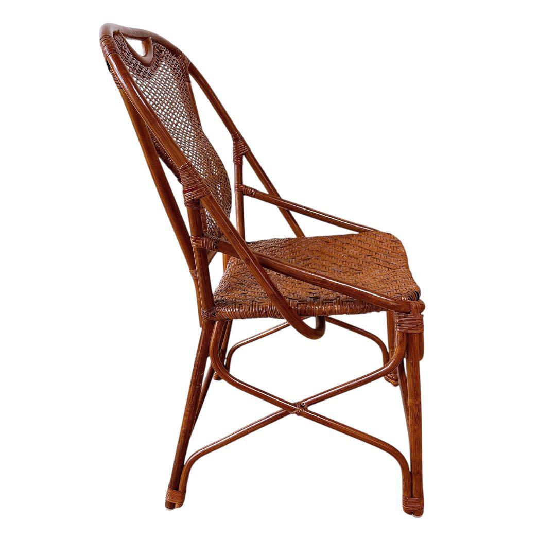 ② ラタン アームチェア ダイニング イス 腰を支える ブラウン ナチュラル家具