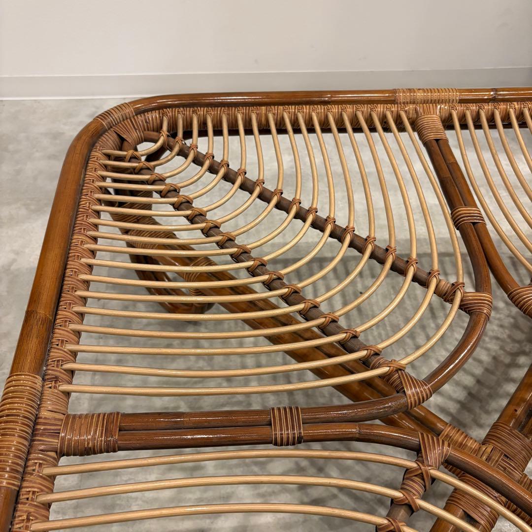 ラタン　ローテーブル　ガラス天板　美品