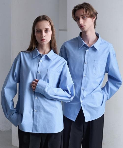 CLEL ロイヤルオックスフォード レギュラーカラーシャツ サックスブルー S