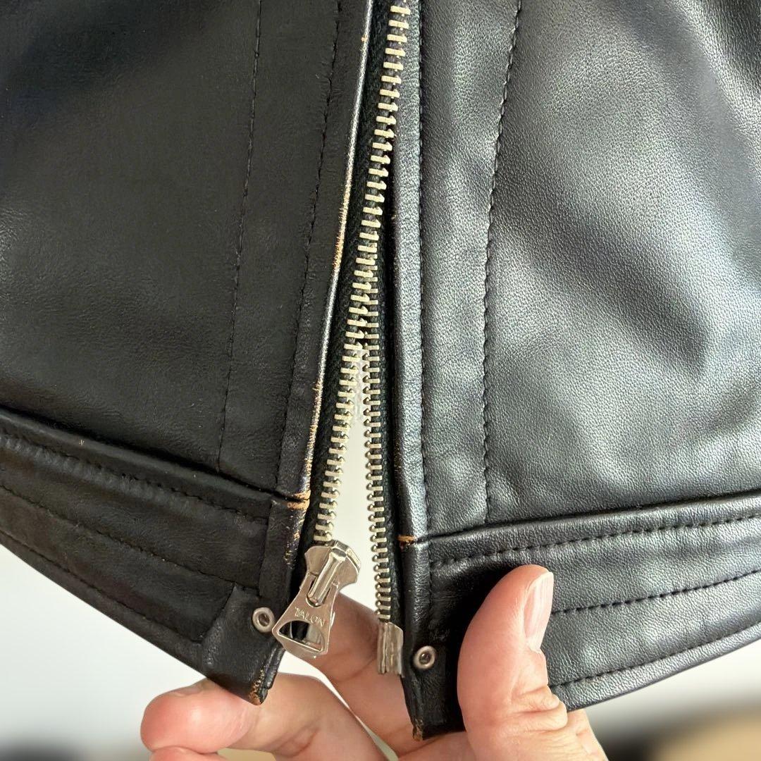 MARKAWARE ブラックレザーライダースジャケット　茶芯