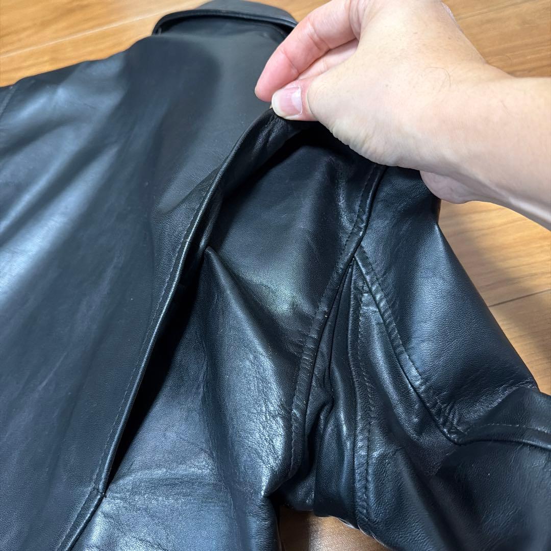 MARKAWARE ブラックレザーライダースジャケット　茶芯