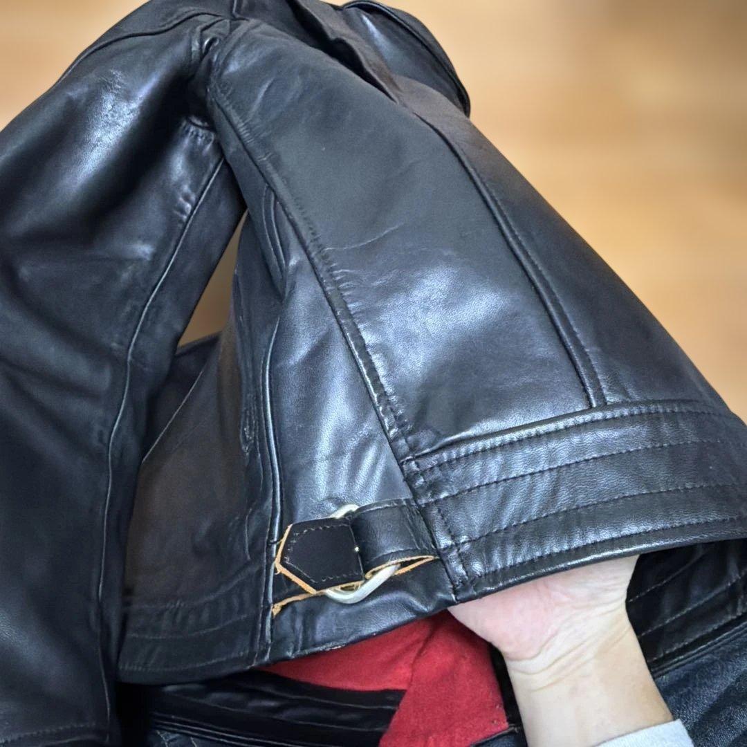 MARKAWARE ブラックレザーライダースジャケット　茶芯
