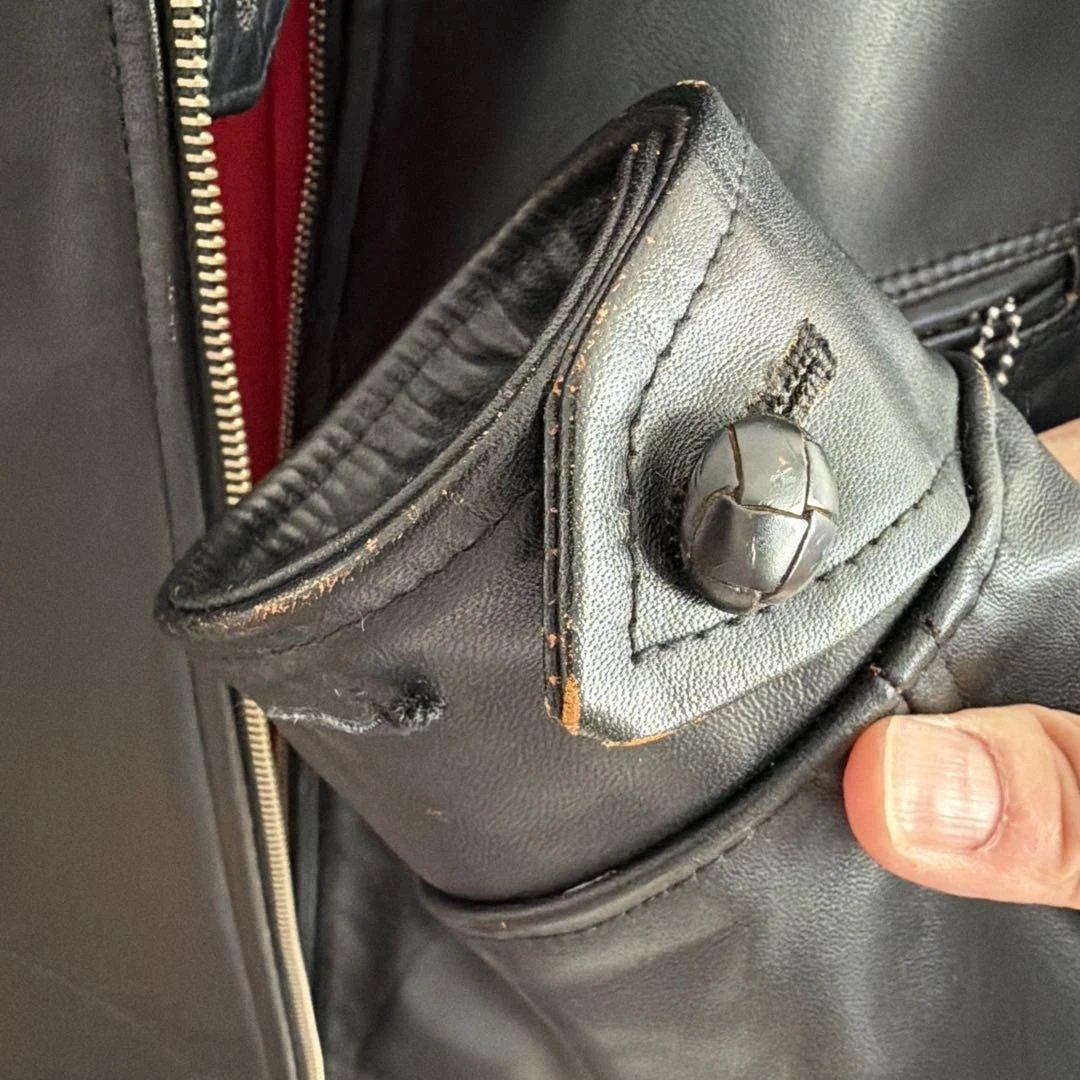 MARKAWARE ブラックレザーライダースジャケット　茶芯