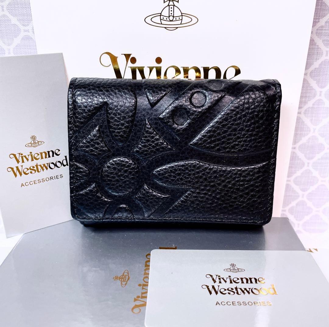 【魅力的☆ショッパー付】オーブ ヴィヴィアン・ウエストウッド 三つ折財布 黒