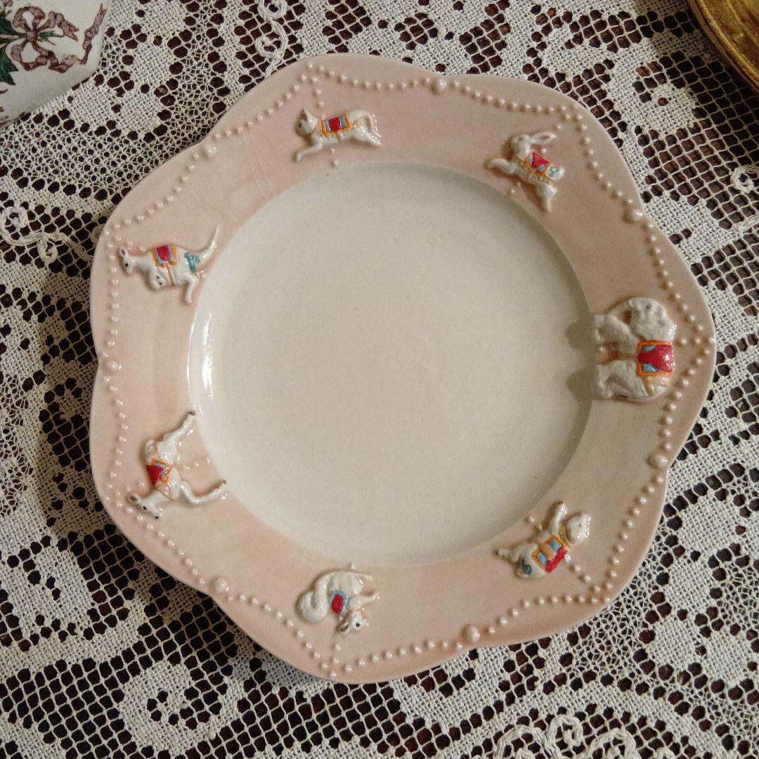 佐々木忍　メリーゴーランドプレート　ピンク