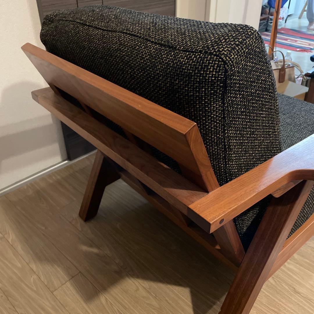 シングルソファ　ファブリック　ウォールナット　ワンシーター　1人掛け