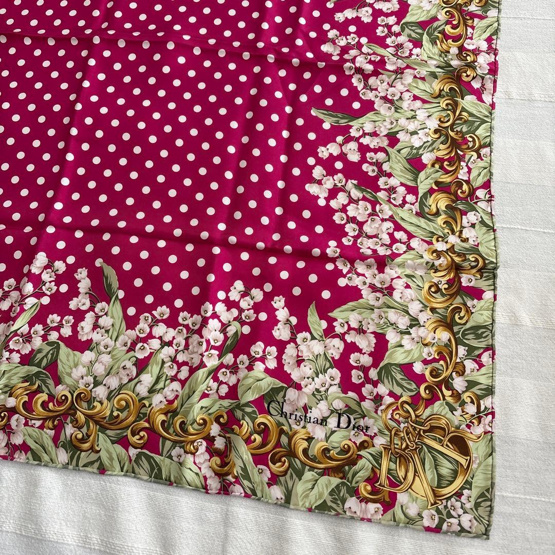Christian Dior スカーフ　スズラン　水玉　クリスチャンディオール