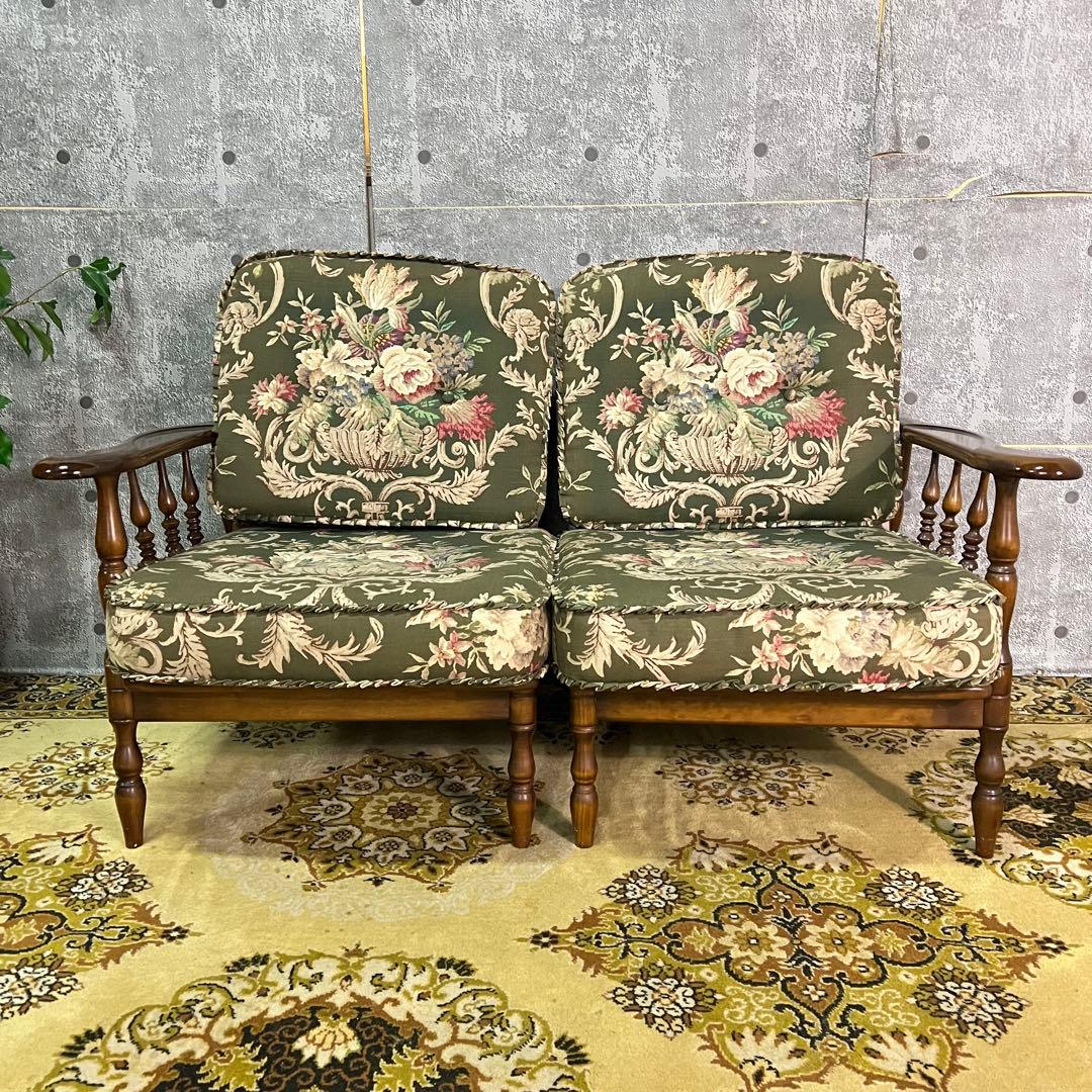 ꧁カリモク家具 karimoku꧂2人掛けセパレートアームソファ リビングチェア