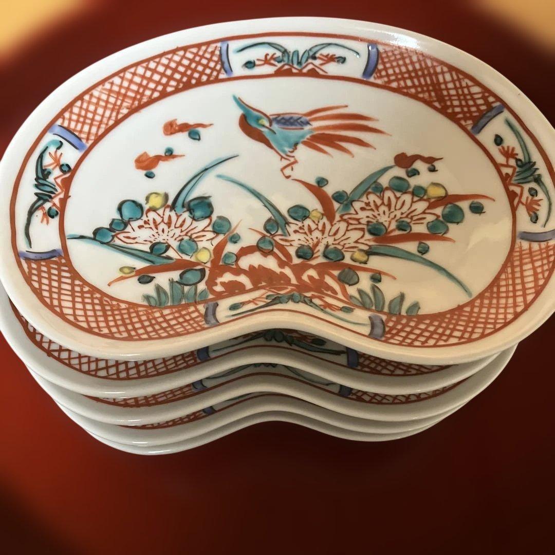 九谷焼　手描き　お皿5枚セット　仙龍窯