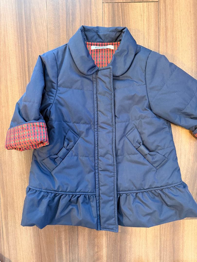 ファミリア　ネイビー フリル付きコート