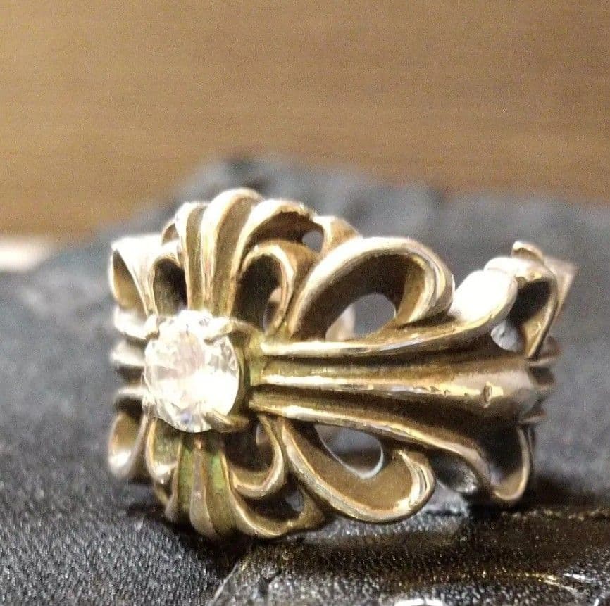 シルバー925ダブルフローラルクロスリング