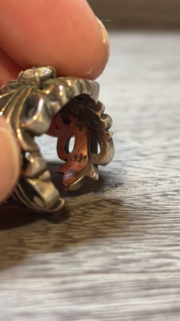 シルバー925ダブルフローラルクロスリング