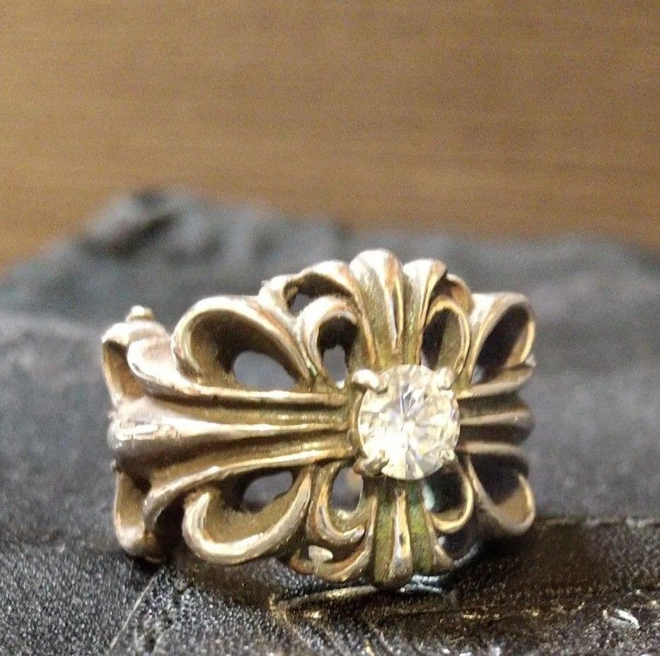 シルバー925ダブルフローラルクロスリング