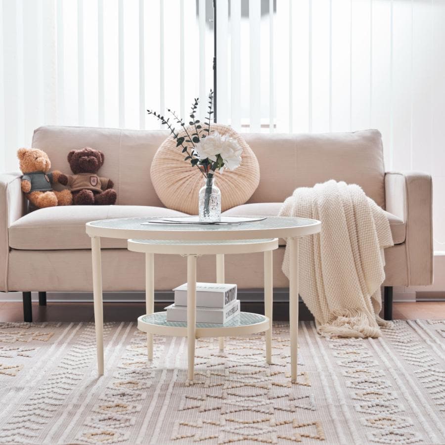 新品ガラステーブル 2点セット センターテーブル ローテーブル 1635-160