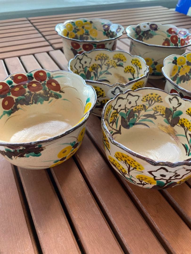 乾山写万寿菊5客秋草向付5客　合計10客 清水焼　新品未使用