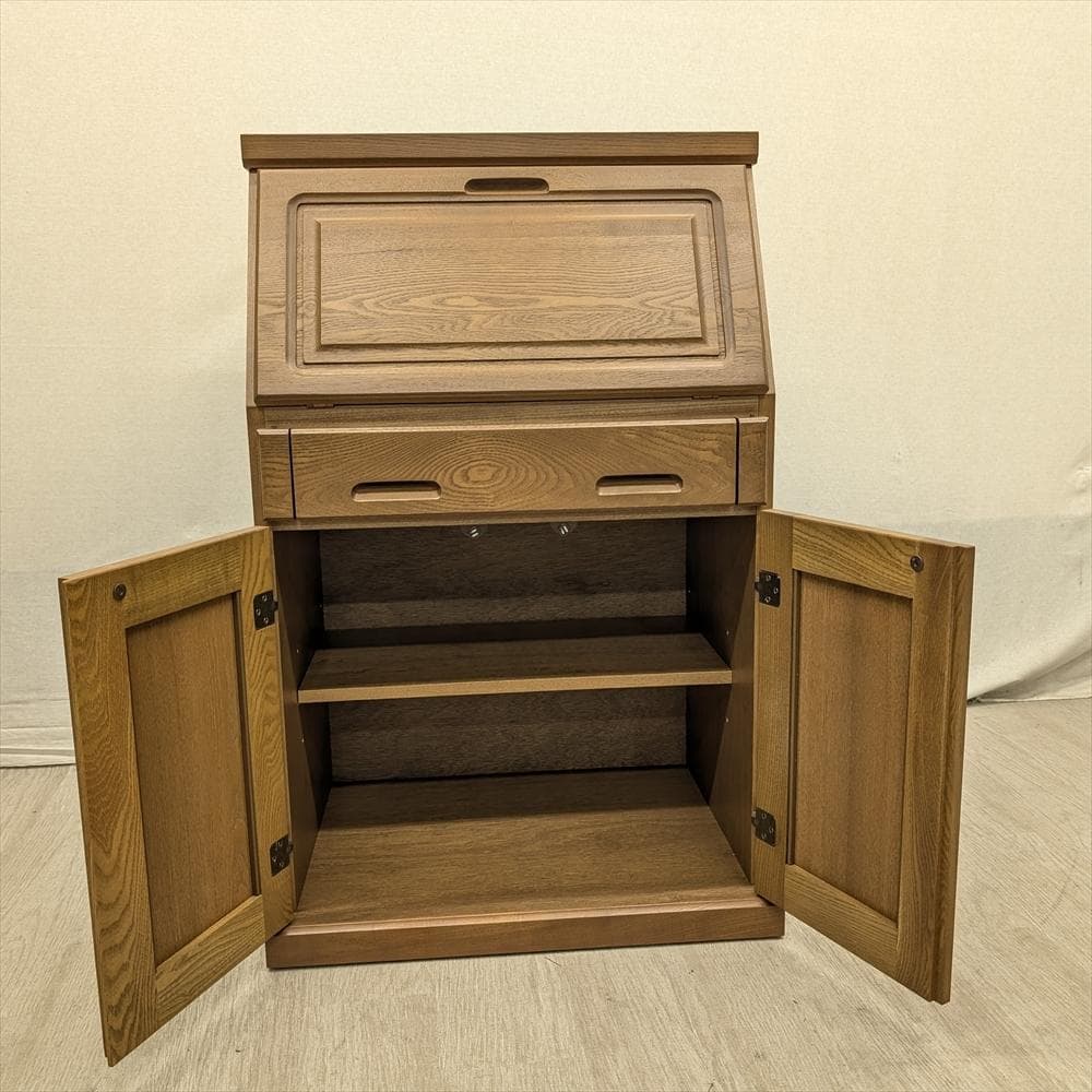 展示品　大雪木工　オーク　ライティングデスク　ライティングビューロー　学習机